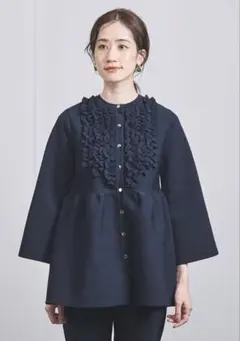 UNITED ARROWS ネイビー フリル ニット カーディガン セレモニー