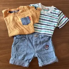 ミキハウス DOUBLE.B Tシャツ2枚セット 80cm ミキハウスパンツ1枚