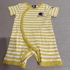 チャンピオン　半袖　ロンパース　黄色　ボーダー　60-70