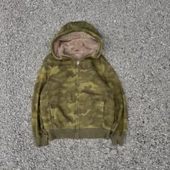 00s OLD UNIQLO ボアパーカー　迷彩　カモ柄　y2k 短丈