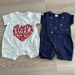 半袖ロンパース　カバーオール　2枚セット　petit main BREEZE