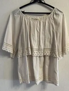 ナノユニバース　カットワークレース/ブラウス