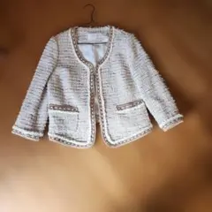 自由区 ノーカラーツイードジャケット 44