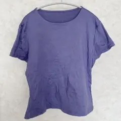 クルーネック 半袖 Tシャツ【XL】 紫 レディース シンプル 無地 カジュアル