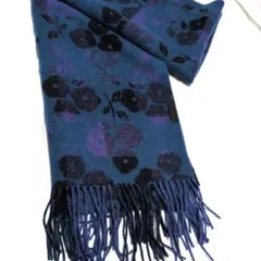 ANNASUI花柄 チェック マフラー 青紫色新品未使用