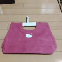 ハローキティ コーデュロイ バッグ ピンク サンリオ 手提 Kitty 未使用