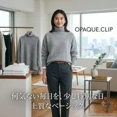 オペークドットクリップ 羊毛100% タートルネックニット 38 M グレーのサムネイル