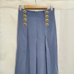 CLE des ZONES ハイウエスト マリンワイドパンツ ブルーグレー M