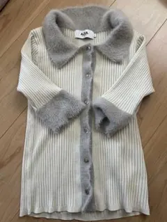 AZUL リブ編み長袖カーディガン