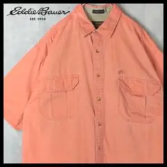 【希少】エディーバウアー コットンツイルシャツ 半袖 90s 黒タグ 入手困難