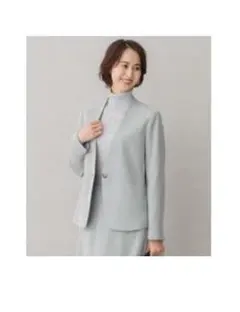 【美品】自由区　ノーカラージャケット　スカート　セットアップスーツ　洗えるのサムネイル