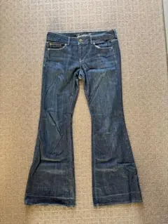 684風 幅広フレア ベルボトム パンツ ヒッピー ジーンズ デニム Y2K