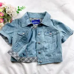 希少✨バーバリーブルーレーベル デニム ジャケット ショート丈 半袖 銀ボタン