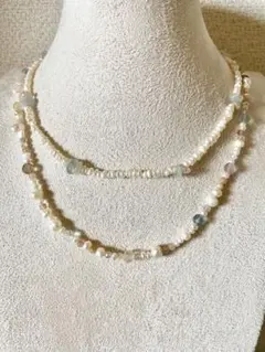 淡水パール ・天然石ネックレス