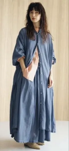 希少☆ヤヌーク × 高山都 LONG APRON for MIYAKO ブルー - メルカリ