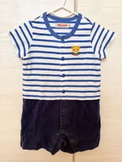【最終値下げ】MIKI HOUSE ボーダーロンパース 青×白 サイズ70