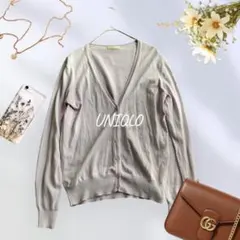 936＊ユニクロ【M】カーディガン　長袖　ライトパープル　薄紫　シンプル　着回し