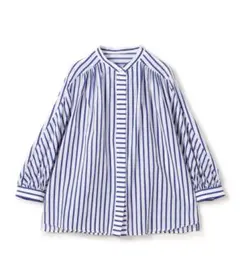 トゥモローランド コレクション ストライプギャザーブラウス 白×青 26400円