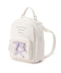 ピンクラテ　リボン付きホワイトバックパック