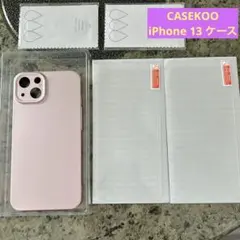 iPhone 13 用 ケース ガラスフィルム ピンク 薄型 CASEKOO
