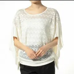 MURUA レース×カットサテンポンチョ