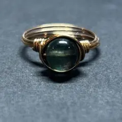 WR524G 天然石 パワーストーン ワイヤーリング グリーンマイカ ゴールド