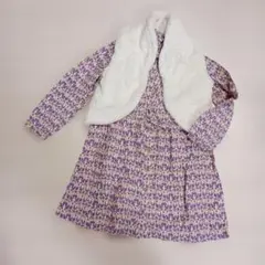 120 前開きボタンシャツ　ワンピース＆モコモコベスト　セット売り