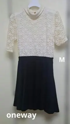 oneway ミニワンピース M アイボリー/ブラック
