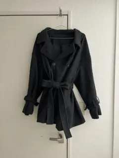 GRL 襟2Wayリボンベルト付きフェイクウールトレンチコート Lサイズ コート