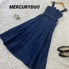 MERCURYDUO ブルーデニム ジャンパースカート ワンピース
