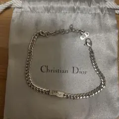 【良品】Christian Dior ロゴプレート　ブレスレット　喜平チェーン