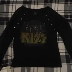 KISS グラフィック ブラック長袖トップス
