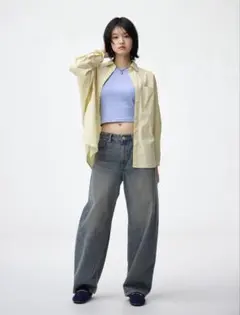 GU バレルレッグジーンズ 67 BLUE ブルー