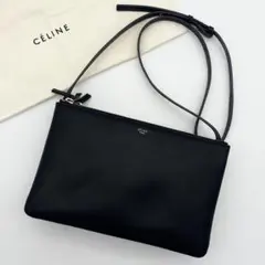 CELINE トリオ　ラージ　L　ブラック　レザー　ゴールド金具　トリプルジップのサムネイル