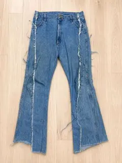 古着屋購入 リメイクデニム ダメージ加工 ワイド フレアデニムのサムネイル