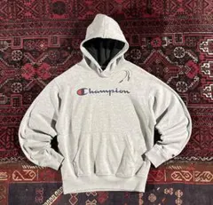 champion チャンピオン プリント プルオーバー パーカー グレー M