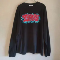 WEGO 黒 グラフィティ 長袖カットソー L 水色刺繍 即購入可能！