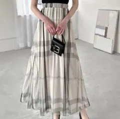 【最終価格】GRL チェック柄チュールフレアスカート[lb01]のサムネイル