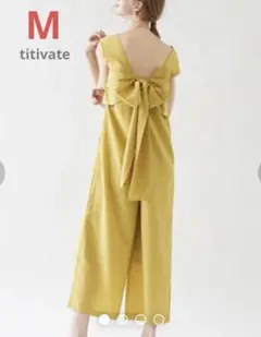 【titivate】バックリボンオールインワン イエロー M