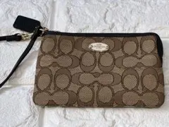 極美品✨コーチ　COACH ポーチ　シグネチャー　キャンバス　ブラウン