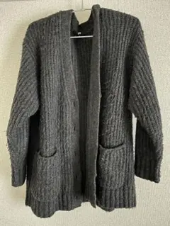 UNIQLO グレー リブ編みカーディガン M