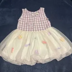 パンパンチュチュ⭐︎ノースリーブワンピース ピンクと白 ギンガムチェック