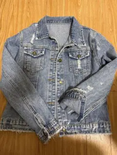 ライトブルー ダメージデニムジャケット