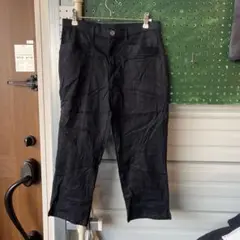 №16 ブラック ストレートカジュアルストレッチパンツ