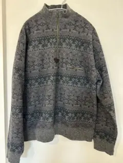 LLBean イタリア製　アルパカ ネイティブ柄 ハーフジップセーター　ニット