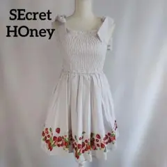 SEcret HOney リボンいちご柄ワンピース シャーリングのサムネイル