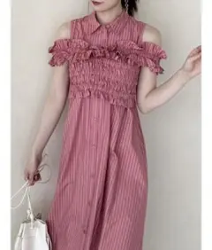 ギャザービスチェSETシャツワンピース