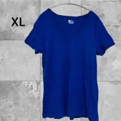 【XL】100%コットン 青 Tシャツ ブルー 大きめサイズ 無地 シンプル