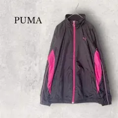【PUMA】プーマ レディースL ウィンドブレーカー ブラック×ピンク 裏アルミ