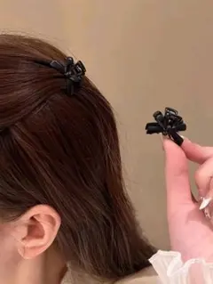 ブラックリボンヘアクリップ4個セット